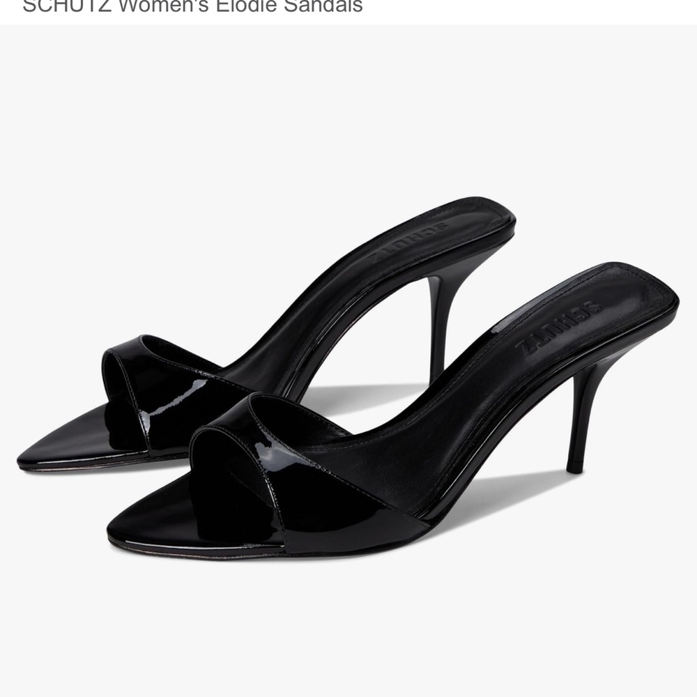SCHUTZ Elodie Black Patent Heeled Sandals